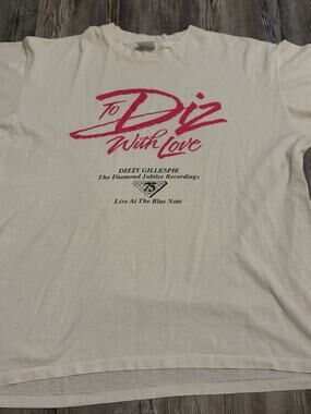 Vintage 1980s Dizzy Gillespie To Diz With Love T-Shirt XL Jazz Memorabilia